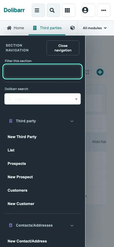 Theme navigation drawer at a 375-pixel viewport.