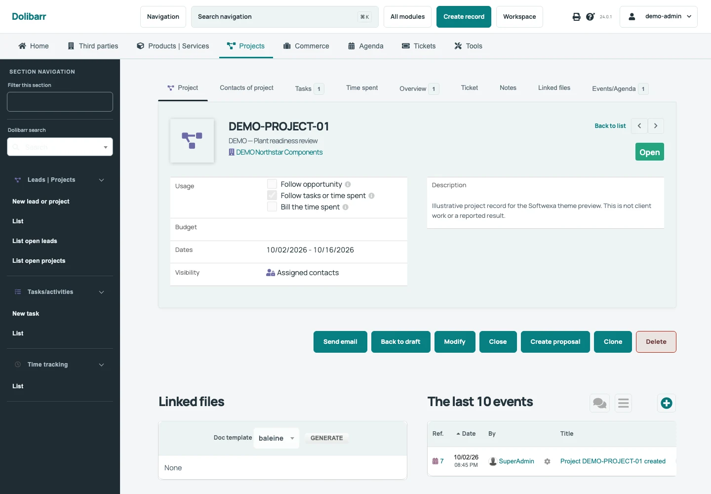 Native project details and task navigation.