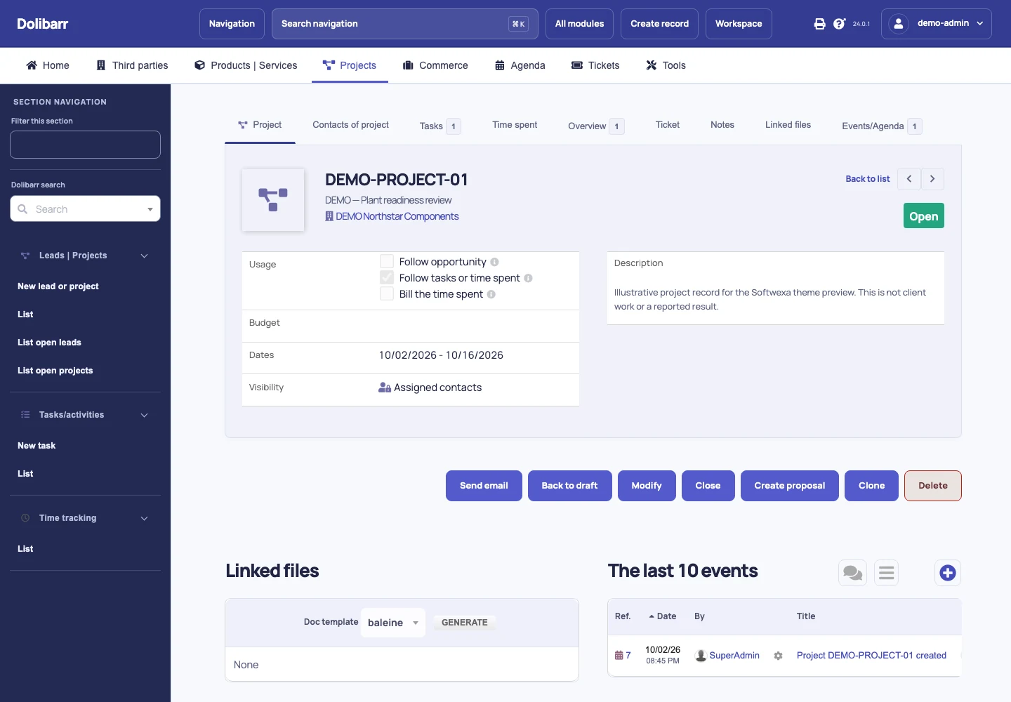 Native project details and task navigation.