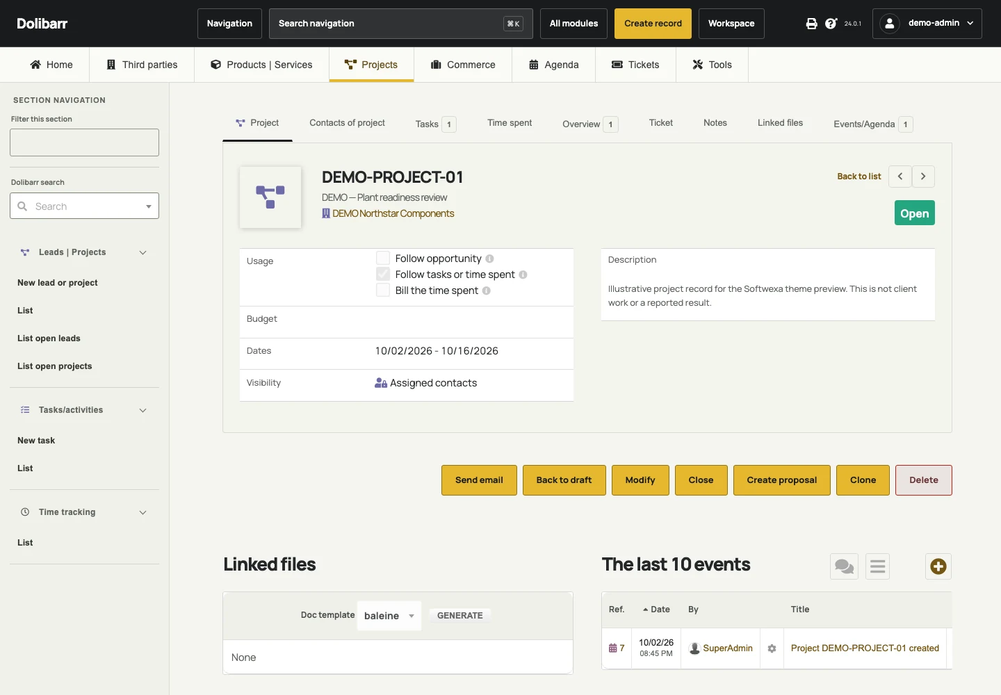 Native project details and task navigation.
